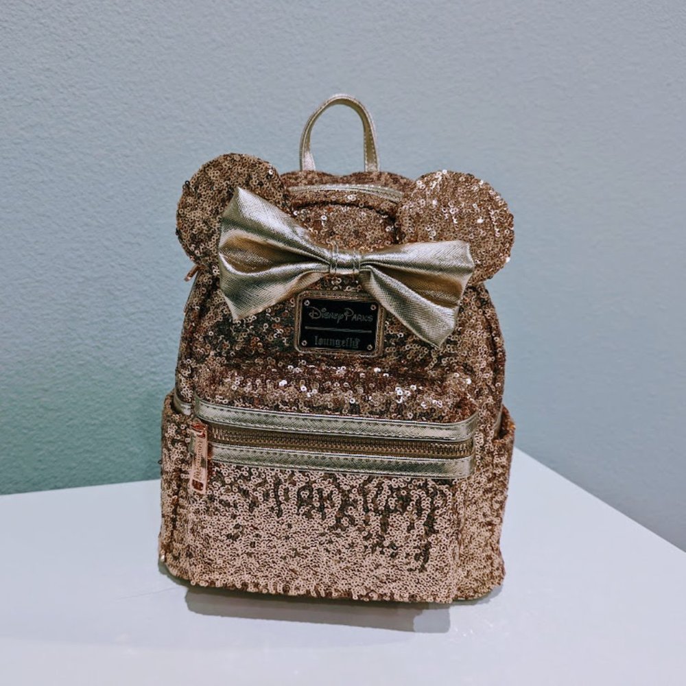 Disney Loungefly Rose Gold Sequins Mini Backpack